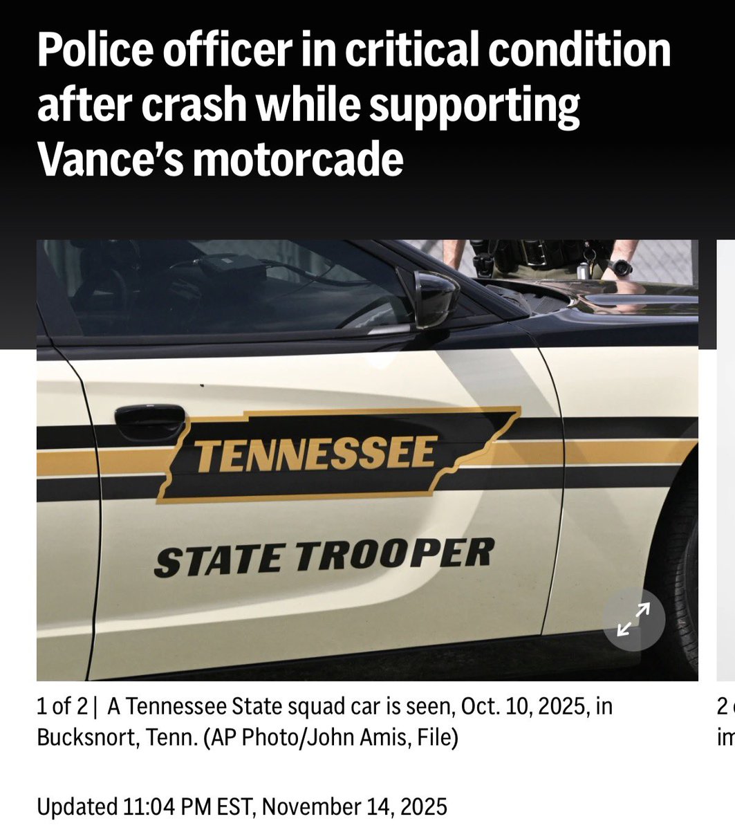 bridget123goooo's tweet image. It seems strange that as of right now JD Vance has not said a word about a Knoxville, TN police officer who is in the ICU trying to protect him. Not a word… no thank you, not even thoughts and prayers. Smh 

apnews.com/article/jd-van…