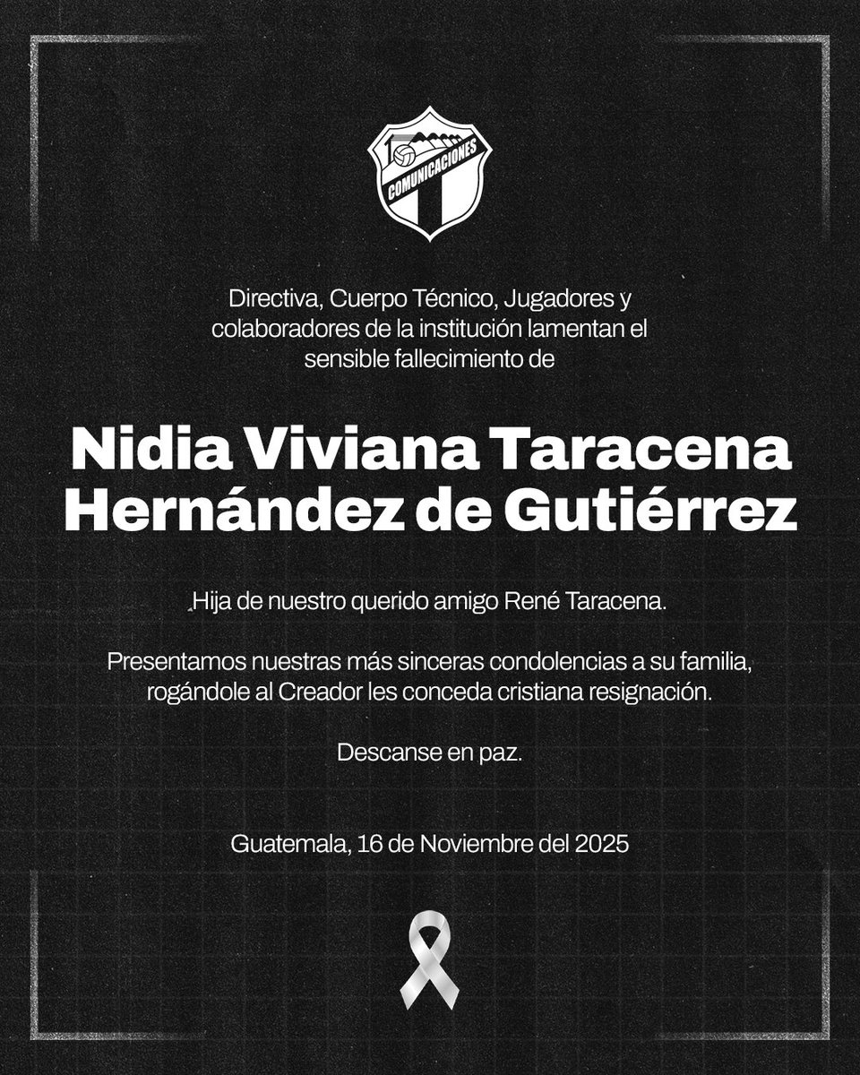 CremasOficial's tweet image. Comunicaciones FC lamenta profundamente el sensible fallecimiento de Nidia Viviana Taracena Hernández de Gutiérrez.
