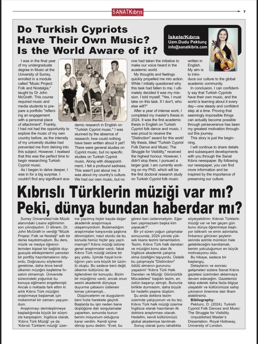 dudupektunc's tweet photo. In this month’s issue of @sanatkibris (Art Cyprus) newspaper, I have shared my journey of how I started researching my country’s music and where it has taken me so far. Enjoy reading 🙏🏻🎵📰 https://t.co/26f8jdBLXo