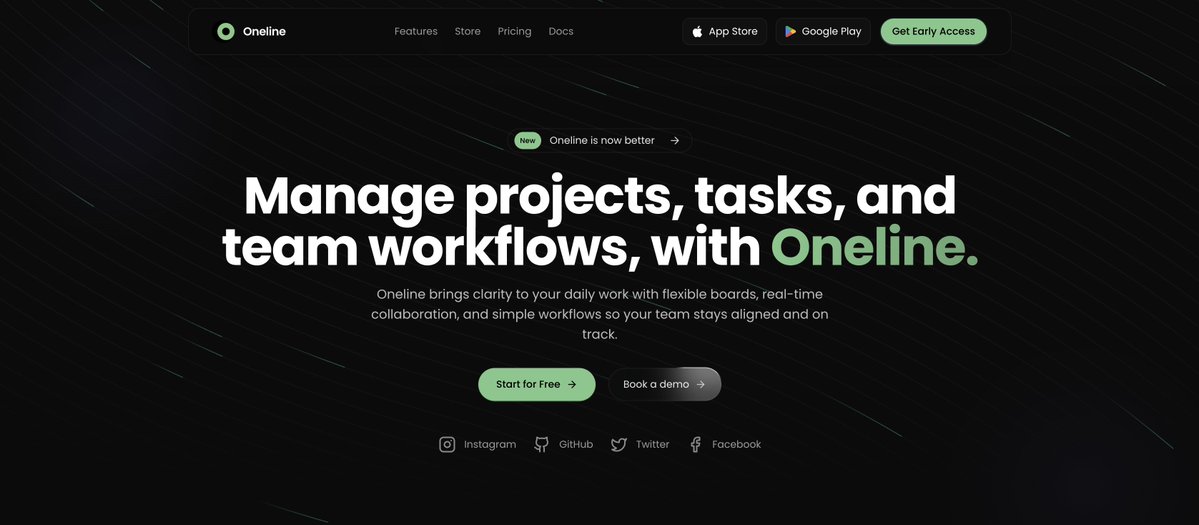 prospercode's tweet image. Build in public, you never know who’s watching. 

I’m working on @onelinehq, a simple, focused workspace that brings your tasks, updates, and conversations into one clean flow. 

The goal is to help teams stay aligned and move with clarity, not confusion. 💚

More updates soon.⚡️