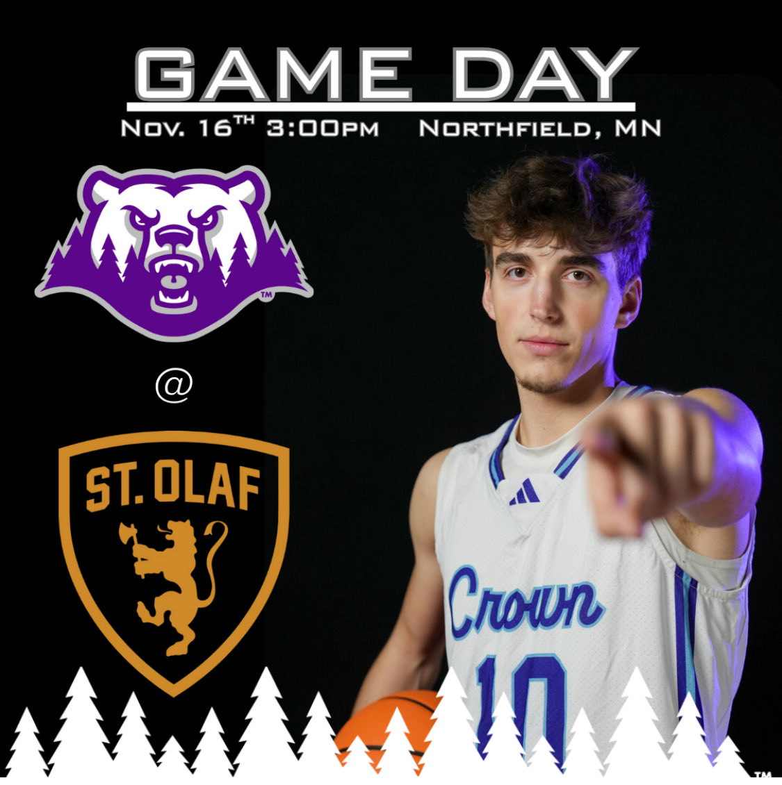 CrownCollegeMBB's tweet image. GAMEDAY #4

🗓: 11/16/2025
🏀: @ St. Olaf
⏰: 3:00pm
📍: Northfield, Minn.
📺 : athletics.stolaf.edu 

#CrownHoops #GoPolars #Family 👑🐻‍❄️🏀