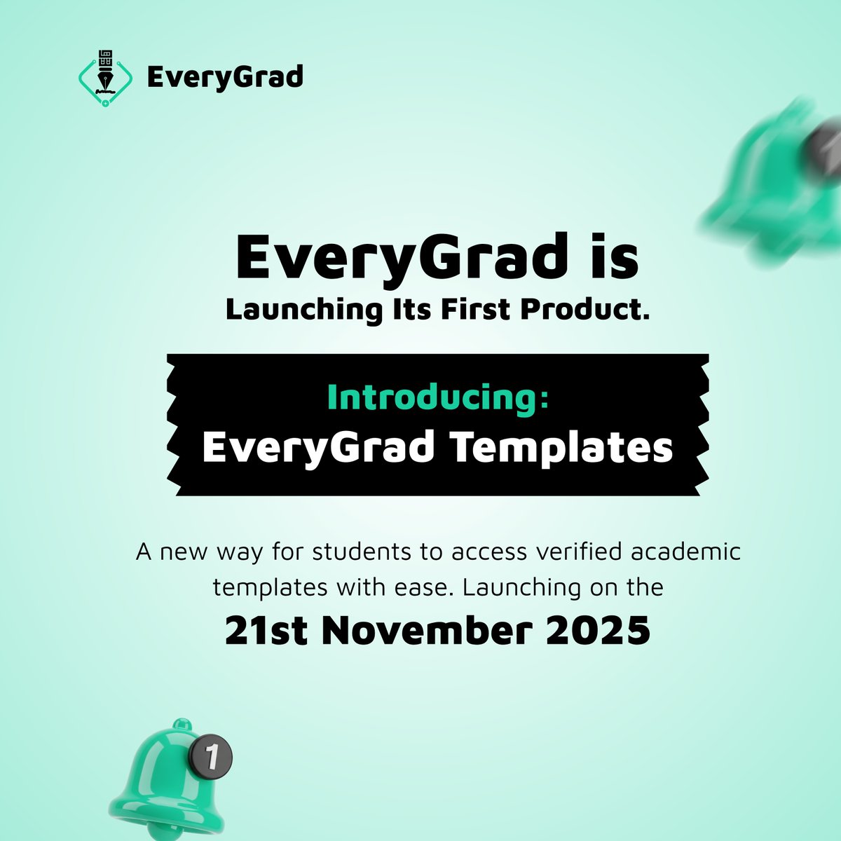 EveryGrad's tweet image. We are set to launch our first product.

Introducing EveryGrad Template — verified academic templates, built for every student.

-&amp;gt; Launching November 21st.

A new level of academic clarity is here. 🌱

#EveryGrad #StudentSolutions #EdTech #ComingSoon #FinalYearStudents #SIWES