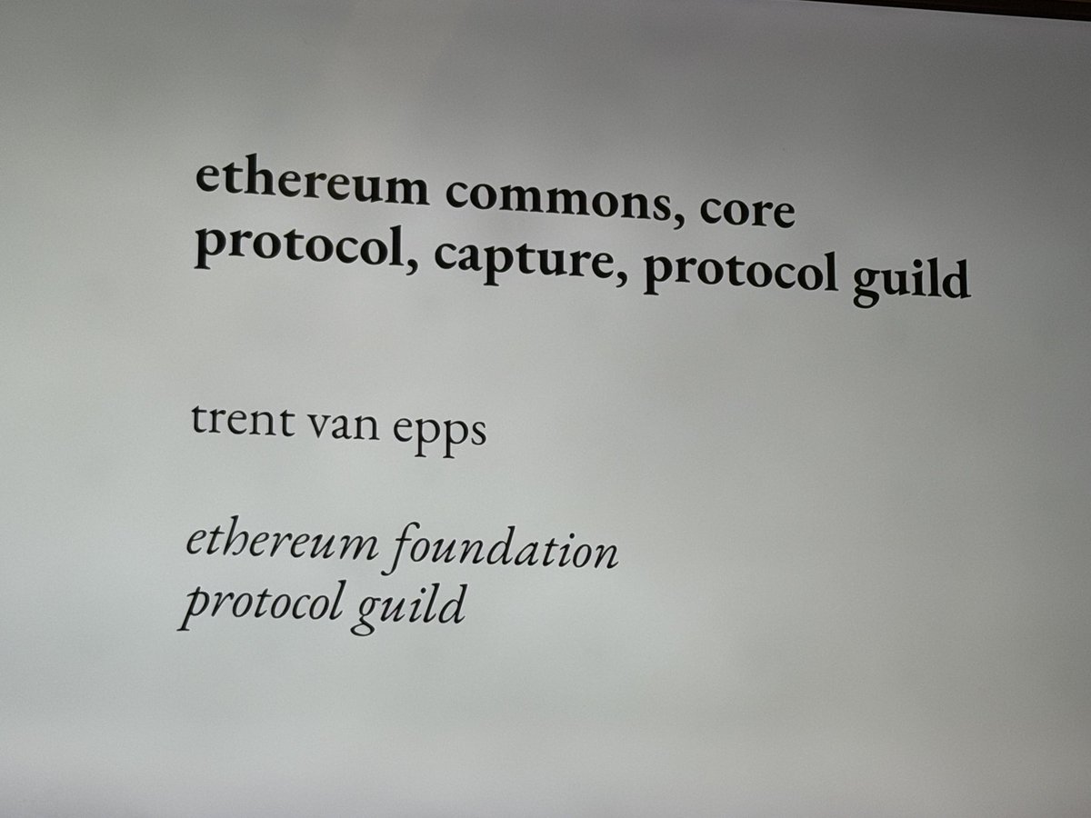 theobtl's tweet image. @trent_vanepps of @ethereumfndn describes „protocol capture“ as a subjective phenomenon that’s subtle and happening over time, and presenting @ProtocolGuild as a collective and a „worst case hedge“ to other organisations in @ethereum governance.