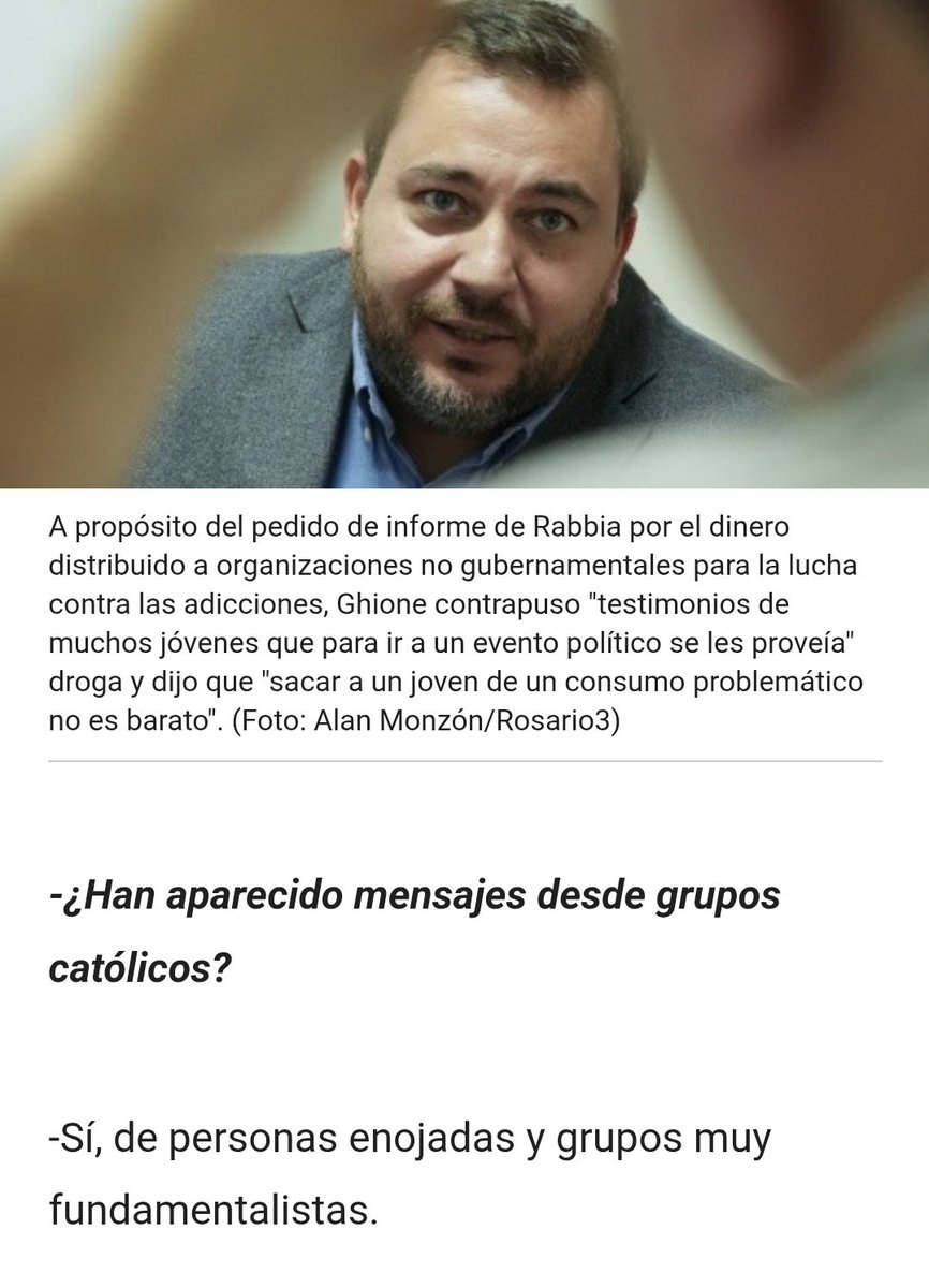 Como era de esperar el diputado Ghione acusa a "grupos de fanáticos católicos" de una campaña en su contra.

Estamos a nada de una persecución religiosa tolerada por el gobierno de Santa Fe del que es parte.

Una barbarie.