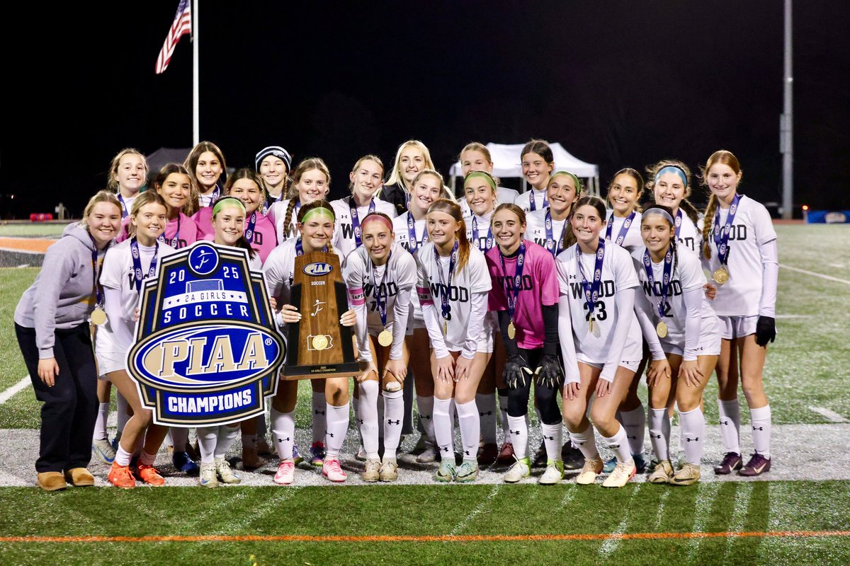 woodgsoccer's tweet photo. SPECIAL GROUP OF GIRLS! SO MUCH TALENT &amp; RESILIENCE! HISTORY MADE! WAY TO REPRESENT WOOD GIRLS SOCCER THROUGHOUT THE YEARS! 2025 PIAA 2A STATE CHAMPS!! #redemption #revengetour @Wood_Vikings 💚🖤💛🏆🥇 https://t.co/5tcRyQdSGV