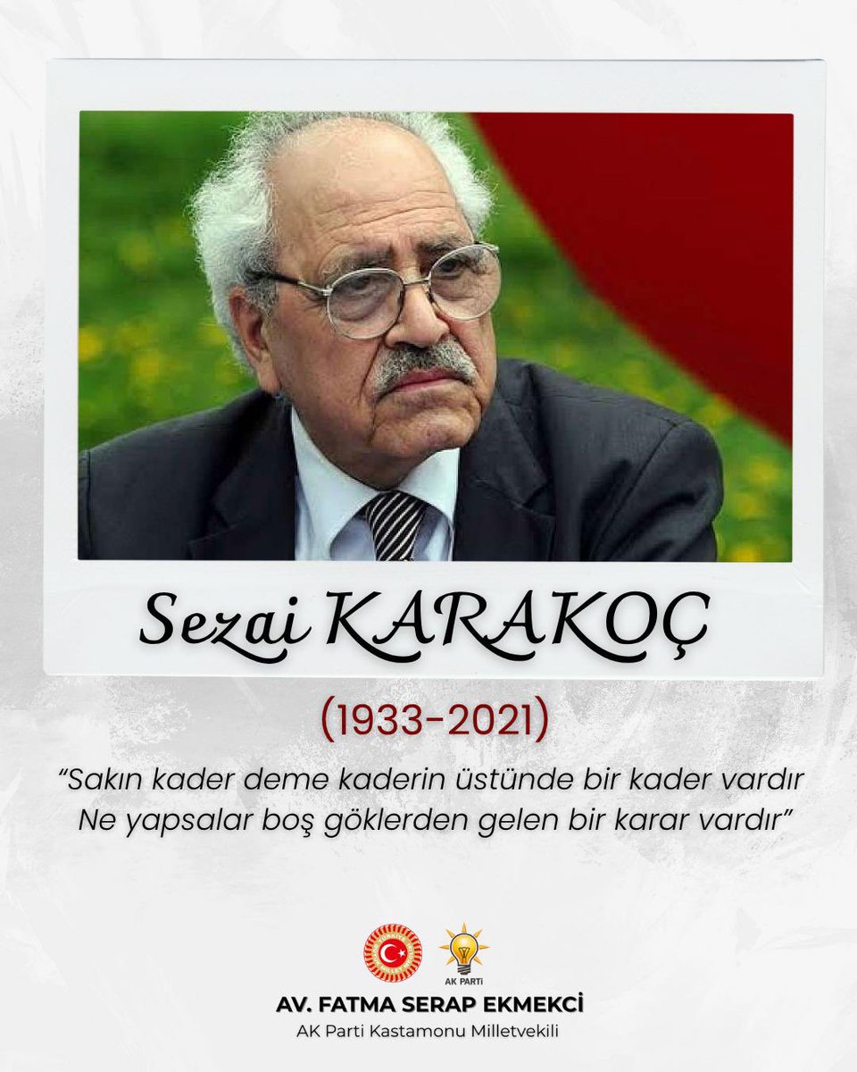 serap_ekmekci's tweet image. Dirilişin sesi, medeniyetimizin büyük şairi Sezai Karakoç’u vefatının sene-i devriyesinde rahmetle anıyorum…

Ruhu şad, mekanı cennet olsun…

Onun açtığı fikir yolu, bu toprakların ruhuna ışık olmaya devam edecek…

#SezaiKarakoç