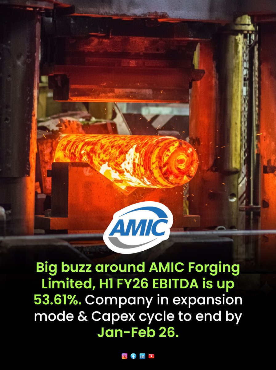cobbervipul's tweet image. Momentum matters — and AMIC has plenty of it.

H1 Numbers:
⬆ Revenue +4.57%
⬆ EBITDA +53.61%
⬆ PBT +45%

Proof that focused execution creates real impact.

#BusinessWins #ManufacturingSector #amicforging