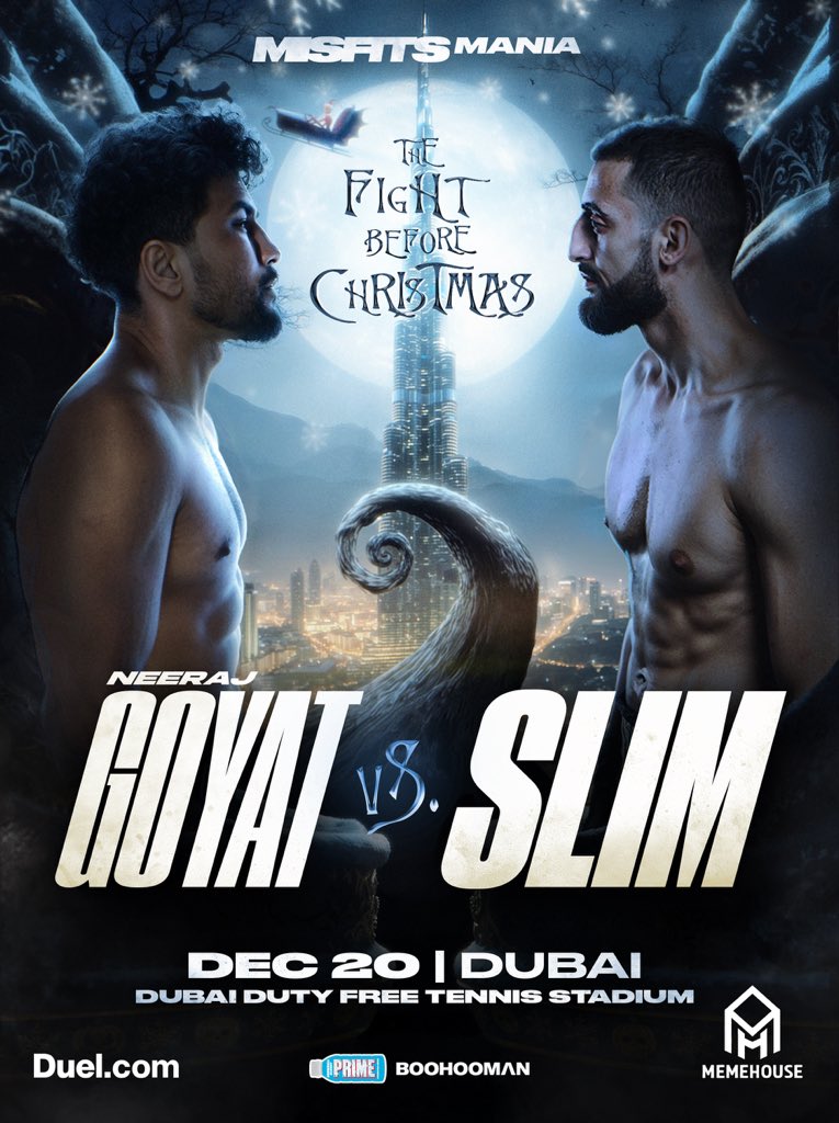 GoyatNeeraj's tweet photo. For India, my fans &amp; boxing—time to END @SlimmySlim94 ’s career! 💯
After 1+ yr of callouts, Slim gets destroyed. Thx bro @nakisabidarian for making it happen on @misfitsboxing 🙏
Here to steal the show: Slim first, then KSI. 🇮🇳
#NeerajGoyat #Boxing #MVP #India #Dubai https://t.co/43AjZd5aRN