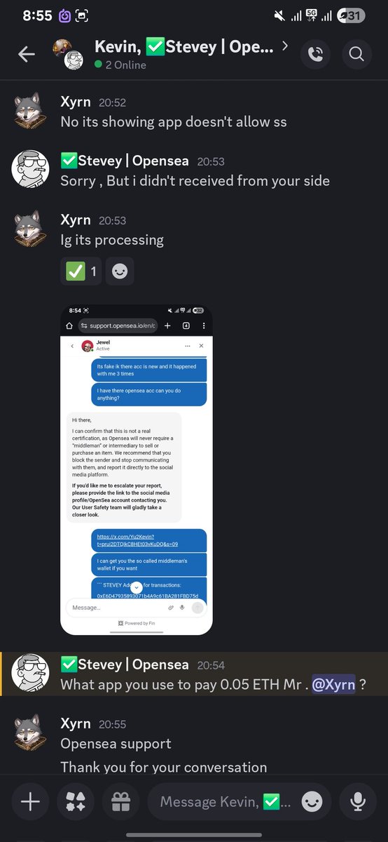 wildsouls20's tweet photo. Scam Allert Guys !!!
Today someone tried to scam us 
Id : https://t.co/p4udzwkWeT

Beware of this type of scams ... well its funny some how but still lol ....

Filled a complaint in @opensea
Have a great day thank you !!!
#ScamAlert #OpenSeaNFT #nftcollectors https://t.co/CuQxTzmj6Z