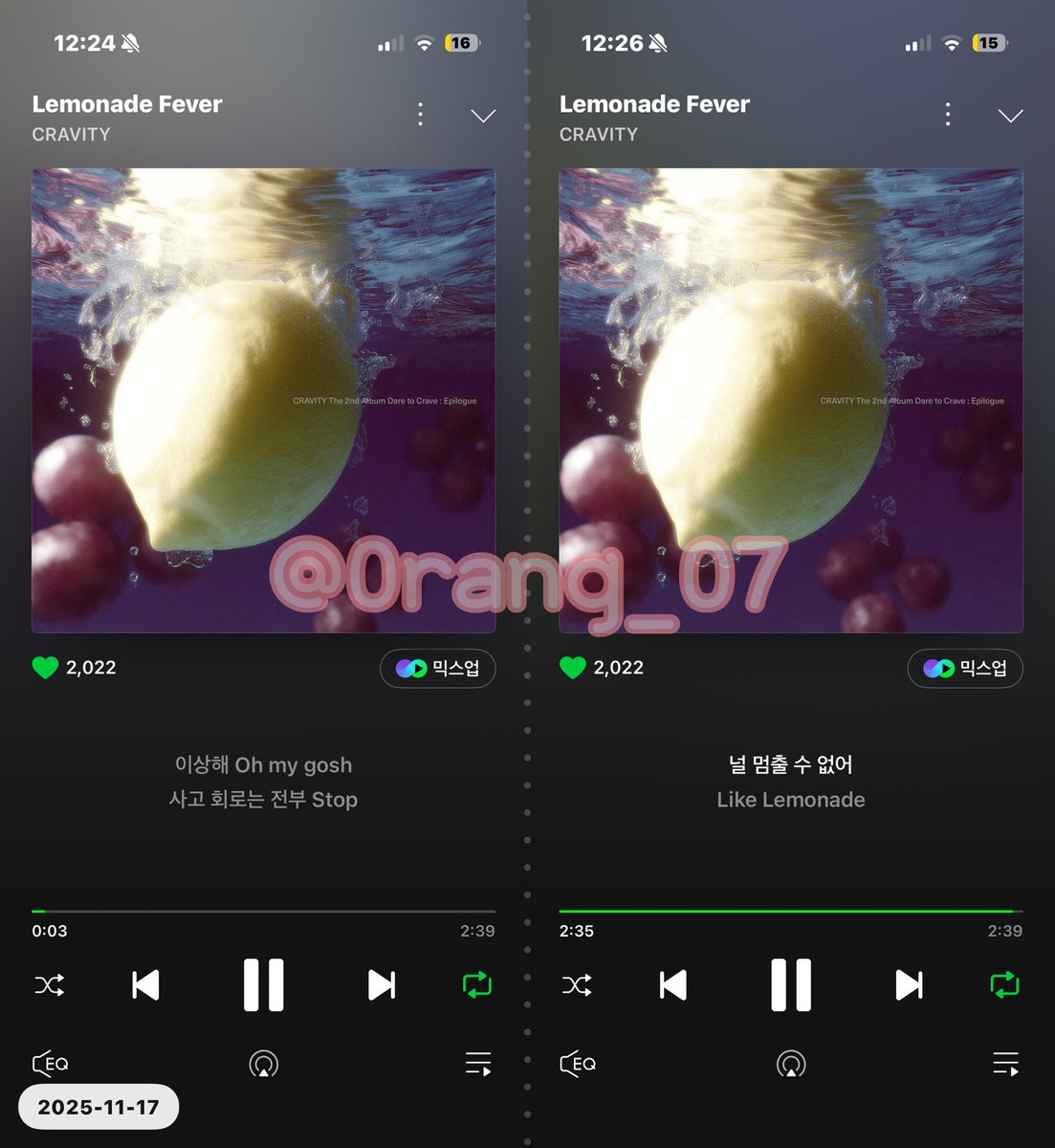 0rang_07's tweet photo. @CRAVITYstarship 🎧 251117 00:00 멜론 벅스

#CRAVITY #크래비티
#DaretoCrave_Epilogue
#LemonadeFever
#멈출수없어_LemonadeFever https://t.co/wFl6VQi9F9