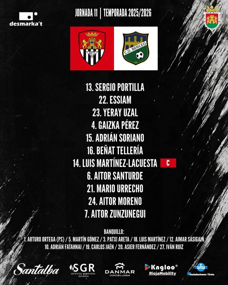 Los once elegidos por Ander Santurde para el partido de hoy ante el Berceo.