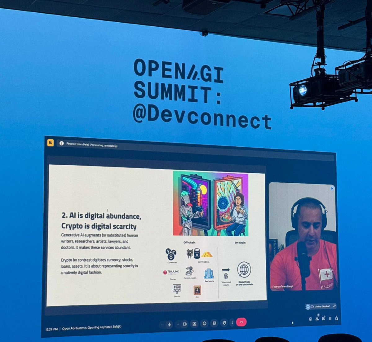 openagisummit's tweet image. Kicking off the Open AGI Summit with a surprise appearance. @balajis Srinivasan, author of The Network State and former @coinbase CTO, has dialed in and is now on stage speaking about the future of AGI.

What a way to start the day! 😮‍💨