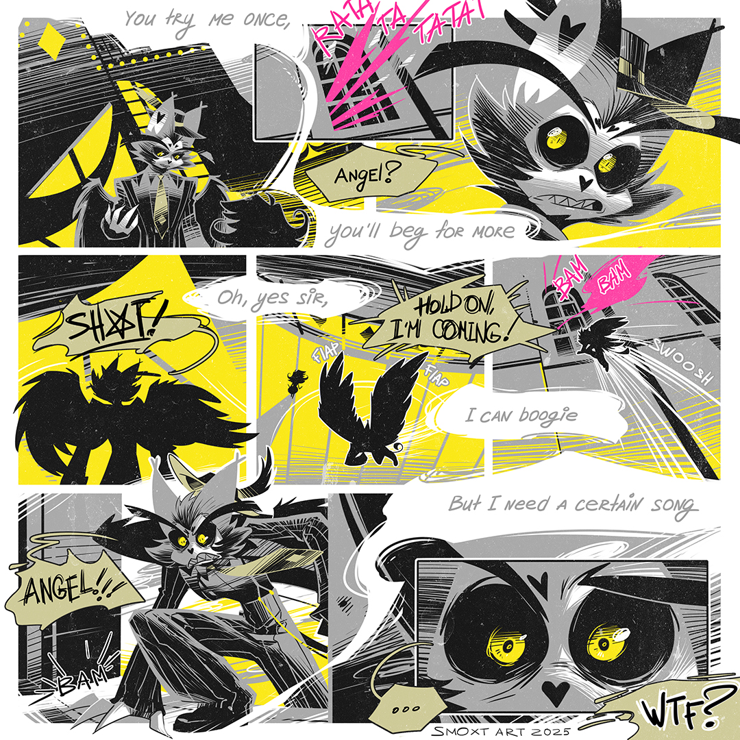 Smoxtart's tweet image. 😏😏😏♥️ [Page 157] 
🎵 - yes sir, I can boogie #angeldust #husk #hazbinHotelFanart #hazbinHotel #huskerdust #blackwidowhuskerdustau #hazbinhotelcomic #hazbinhotelhusk #hazbinhotelangeldust #fanart #webcomic #vivziepop #slowburn