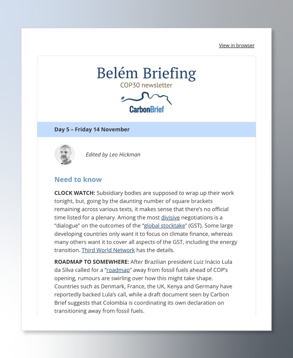 CarbonBrief's tweet image. ICYMI, Carbon Brief has launched its COP30 Insider Pass for those who need more than headlines.

The pass gives you access to:
💻 Exclusive webinars
📲 An invite-only WhatsApp group
📩 A dedicated daily newsletter

Secure your pass now ➡️ buff.ly/wIYxKy9