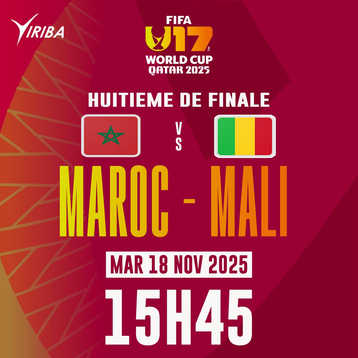 Coupe du monde U17 Garçons - Qatar 2025

Focus sur les 8es de finale, le choc Maroc × Mali c'est ce mardi 18 novembre 2025 à partir de 15H45.