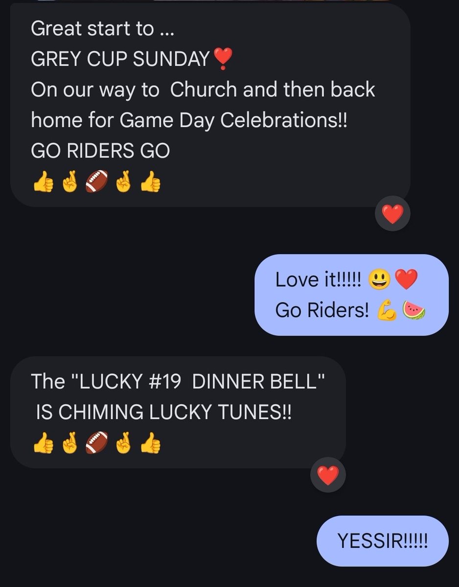 chris_milo19's tweet image. Awesome text message from Mr Jim Taman and his beautiful grand daughters Olivia &amp;amp; Paisley on this beautiful #GreyCup Gameday morning! 

This is why @sskroughriders fans are the best in the League! 😃

Go #Riders ! 🍉
#BEL13VE 
#CFL