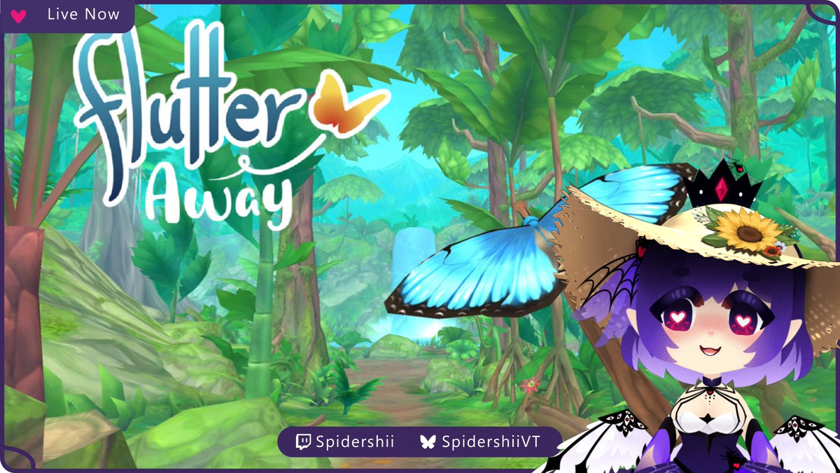 's tweet image. We missed a couple of streams this week.. SO LET&apos;S RUN IT BACK! 

Going to play Flutter Away at 12 pm EST today! I&apos;ll see you all soon, and let&apos;s take some photos of butterflies and vibe together~