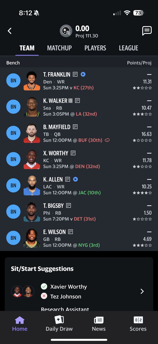 Gen7Productions's tweet photo. @DmicMedia @MikeReedyFF @P2WFantasy Who would you suggest I drop to add him?  And then who would I bench when playing him this week? Thoughts? https://t.co/G1VTJjwWhz