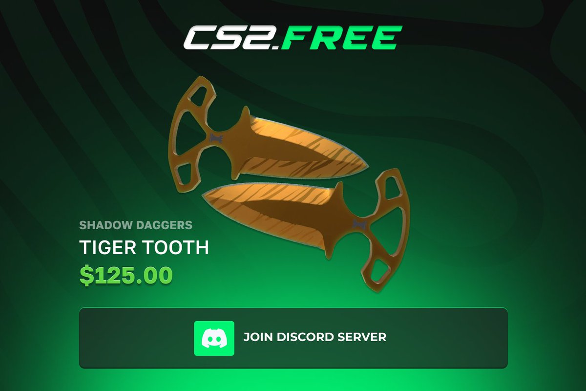 R20_cs's tweet image. Giveaway - Shadow Daggers Tiger Tooth ($125) 🎁

1⃣ Join discord.gg/RxHvZ7E5B7
(React with 🔥 emoji on the knife-giveaway channel)

Random retweet gets +10 entries, good luck! 
(Winner will be announced in 10 days on stream)