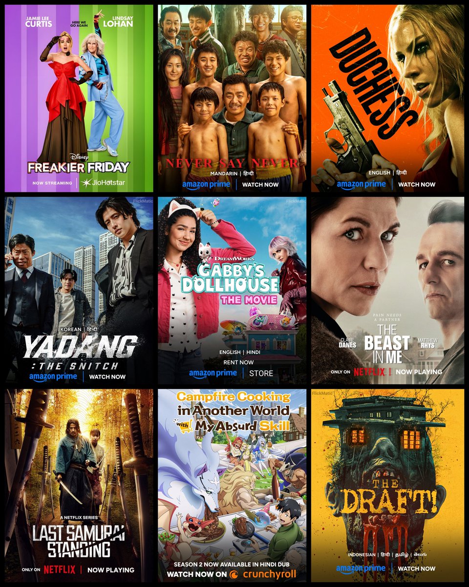 FlickMatic_'s tweet image. 📮 Weekend Watchlist (8th Nov - 14th Nov)

@amazonMXPlayer @MXPlayer @PrimeVideo @PrimeVideoIN @JioHotstar @NetflixIndia @lionsgateplayIN @netflix 

📝 • Fresh Arrivals on OTT • Now Streaming

#WhatToWatch #WatchList #WeekendWatchlist #HindiDub #November2025 @FlickMatic_