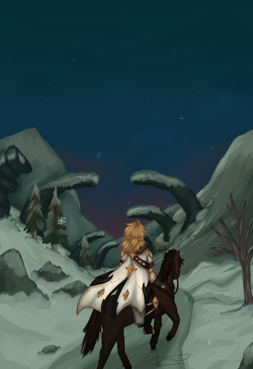 Heres one of three pieces of mine for the #mondstadtminizine with Albedo!

You can find the zine download -> <a href="/genshinminizine/">Ballads and Blumes: A Mondstadt Zine</a>