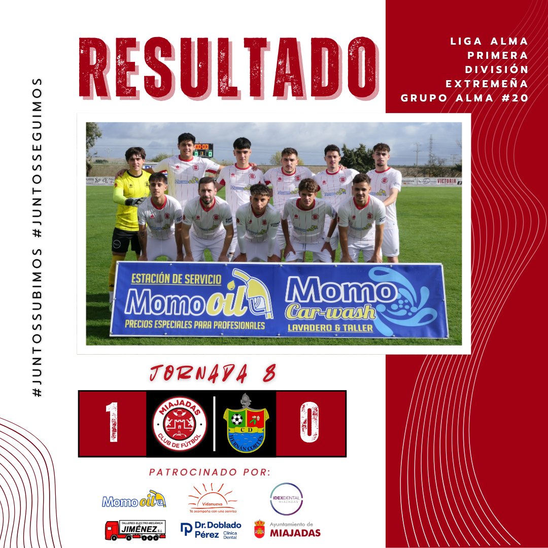 📋 Jornada 8 | Liga Alma - Primera División Extremeña - Grupo #20

Primera victoria en casa ante el <a href="/CDHERNAN_CORTES/">CD HERNAN CORTES</a> (1-0), en un partido marcado por la actuación arbitral, donde supimos mantener la ventaja inicial con oficio hasta el final del partido
