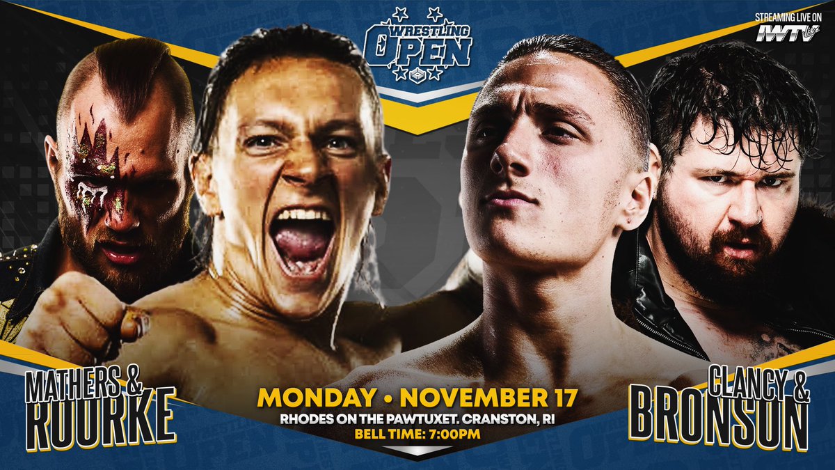 .<a href="/FancyRyanClancy/">“Fancy” Ryan Clancy | 「ファンシー」ライアン・クランシー</a> &amp; <a href="/bearbronsonBC/">Bear Bronson</a> were convinced by <a href="/PerfectAaron1/">Aaron Rourke</a> to team one more time to fix their problems.

Only to find it’s against Aaron and <a href="/MarcusMathers1/">Marcus Mathers | マーカス・マザーズ</a>!

Don’t miss this dream tag team match with a LOT of history!

Monday in Cranston!