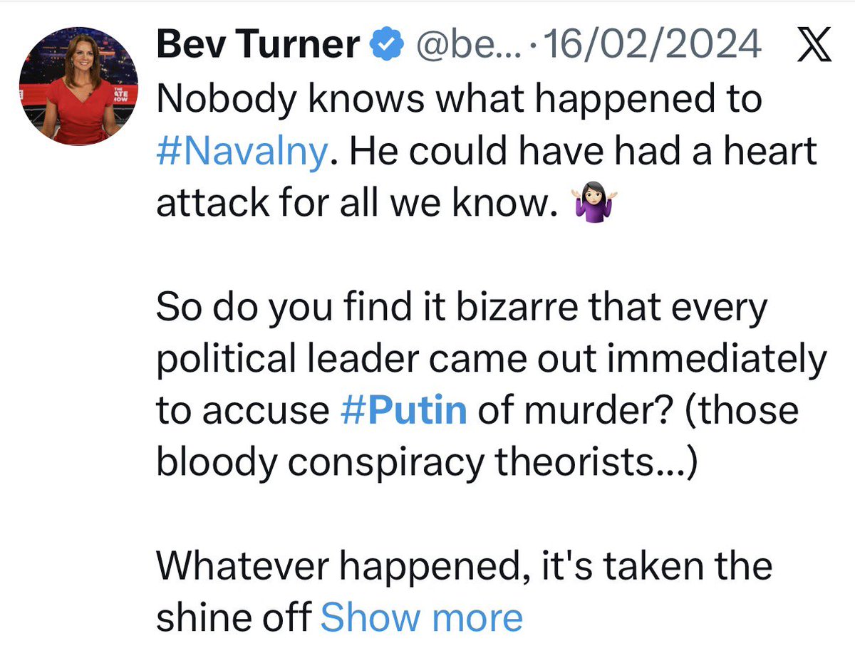 gregbagwell's tweet image. A quick reminder that the GBNews journalist, Beverley Turner, who recently “interviewed” Trump, is a regular sympathiser with the Kremlin view of the UK and Ukraine, and a peddler of Kremlin planted conspiracy theories. No wonder she gets a White House press pass.