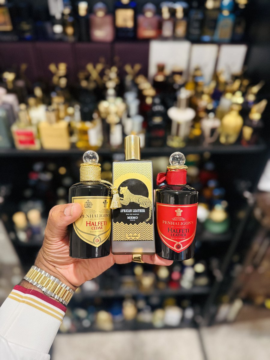 capabletheking1's tweet image. Three shadows, one signature. African Leather. Halfeti Leather. Halfeti Cedar. A dark, layered masterpiece.

#sotd #fragzspace