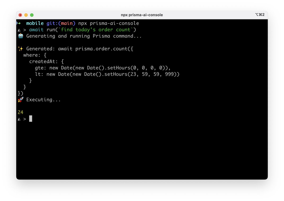 wwtwi's tweet image. Just published ai powered prisma console tool on npm, use it like this: `npx prisma-ai-console` #prisma #ai #database