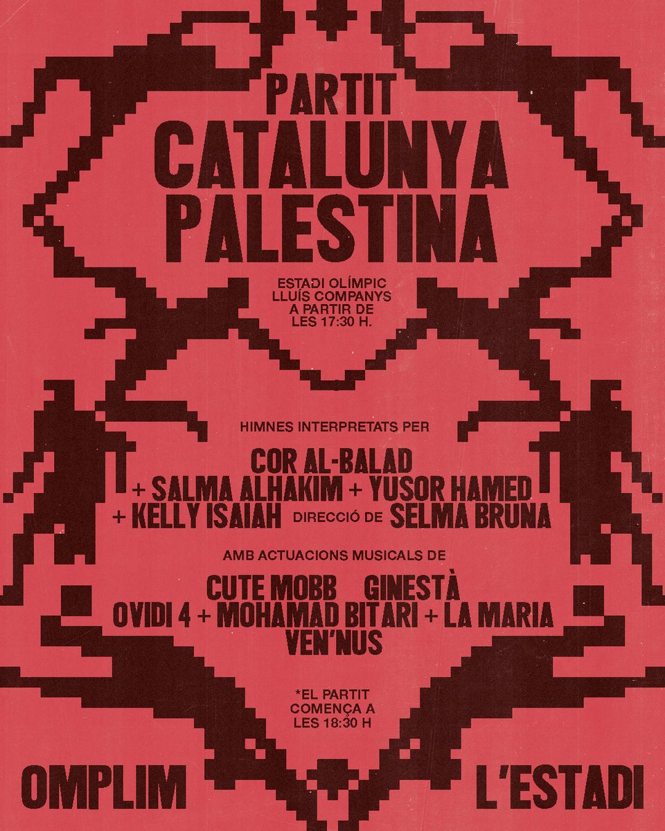 HiginiaRoig's tweet image. Catalunya - Palestina. Queden 48 hores per omplir l&apos;Estadi Lluís Companys. Molt més que un partit. Ja som quasi 25.000. Hi som a un click. &amp;gt;&amp;gt; actxpalestine.com/omplimestadi