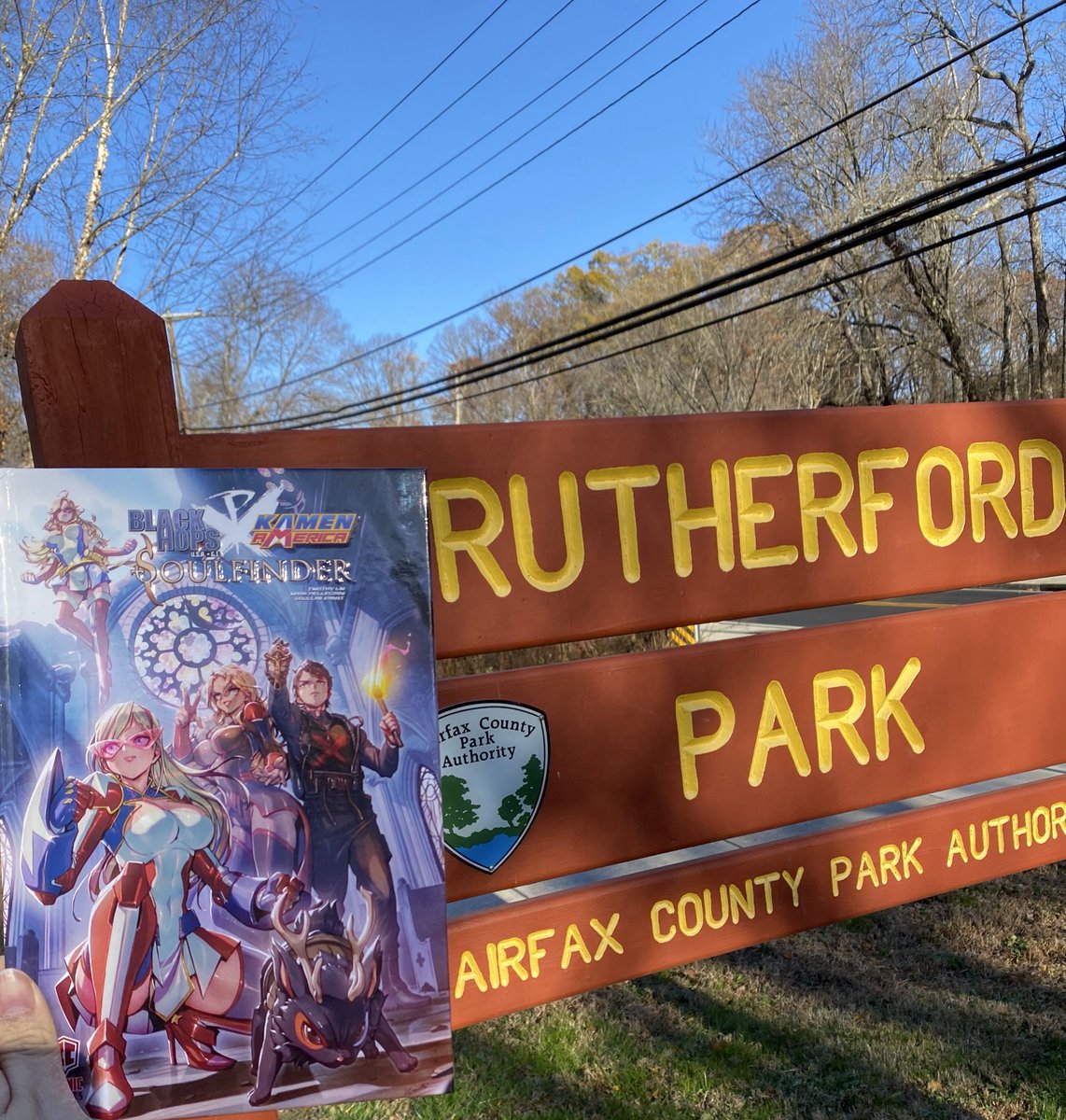 DennisReagle's tweet photo. Good afternoon @iconic_comics fans!
I’m at Rutherford park in Fairfax VA, this is the park in BH5 where Vicki &amp; Kanina are finding the mysterious bunny man to capture him for analysis, encountering him in the same tennis courts.
#BlackHops #KamenAmerica #Soulfinder https://t.co/zj3A5HaYkz