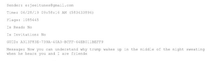 Two weeks before he’s arrested, Epstein texts Steve Bannon:

"Now you can understand why Trump wakes up in the middle of the night sweating when he hears you and I are friends.”