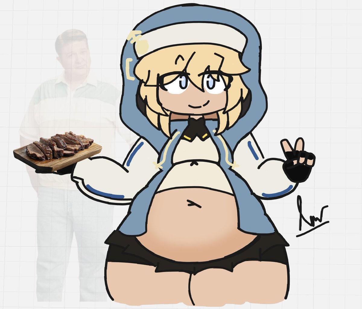 FilipinaKos's tweet image. &quot;please draw bridget from guilty gear&quot; 
TOWN INSIDE HER IS FILLED WITH BRISKET!!! 🩵🤍💛
Plus-Sized Bridget from Guilty Gear Strive 🏳️‍⚧️🧸💓
Request stuff at my strawpage!!)
#bridget #GuiltyGearStrive #ggst #guiltygear