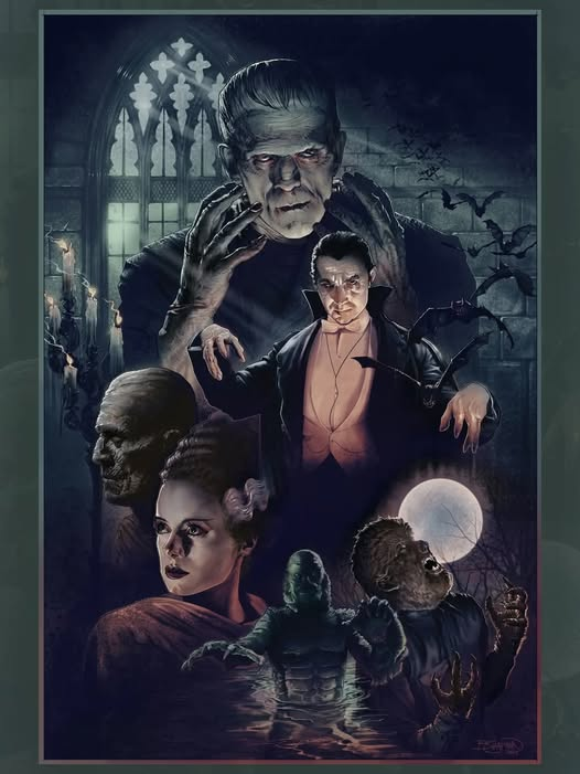 fabiaschi's tweet image. #UniversalMonsters art by Barret Chapman