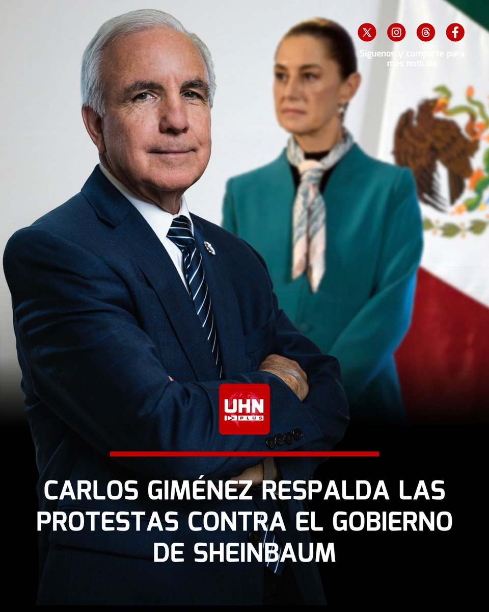 UHN_Plus's tweet photo. 🇺🇸🇲🇽‼️ | ÚLTIMA HORA — El Congresista Carlos Giménez respalda las protestas pacíficas contra el gobierno de Claudia Sheinbaum, afirmando que los mexicanos “están cansados de ver su país tomado por narco-terroristas”. https://t.co/lxYZ5avqmk
