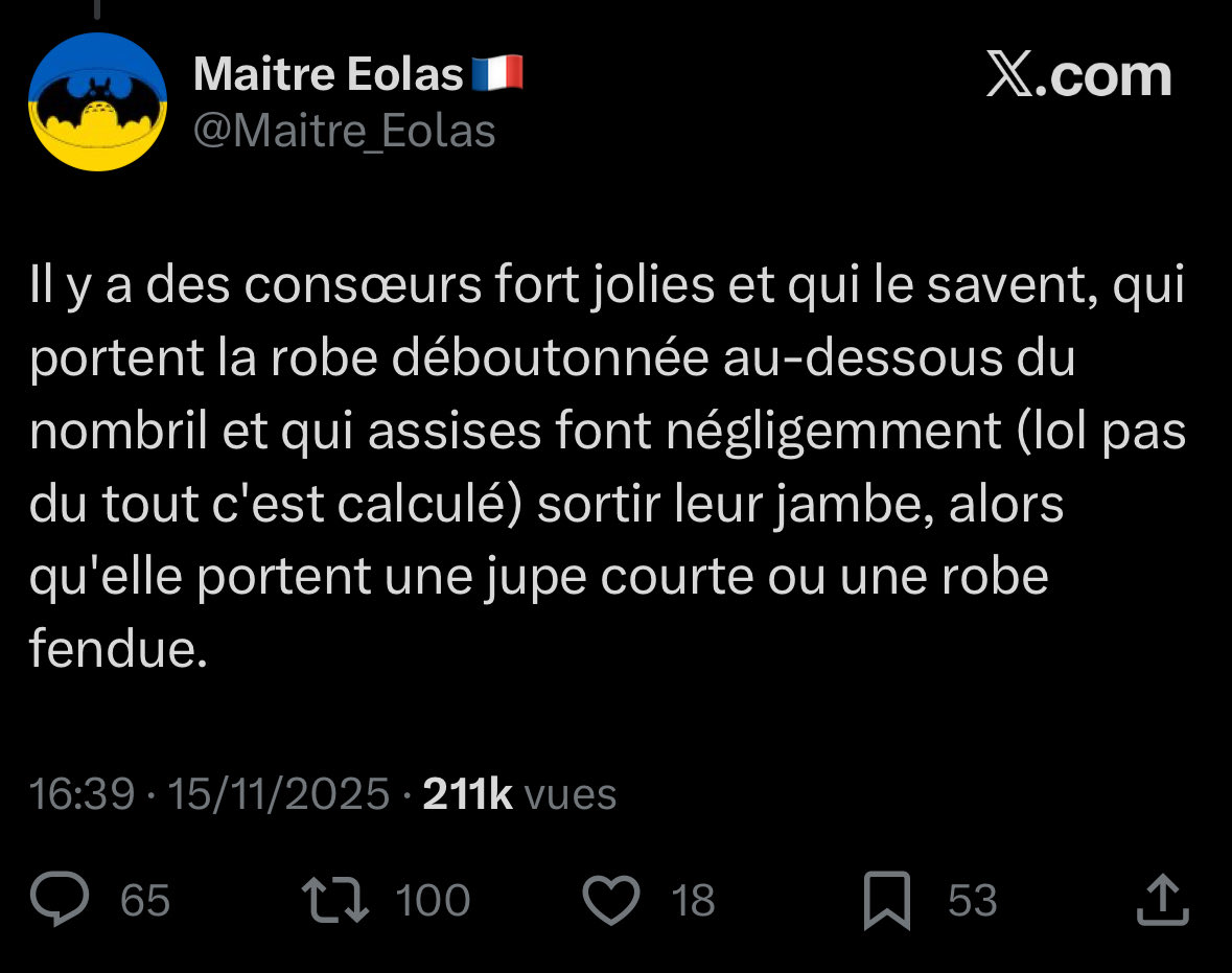 G_deVarenne's tweet image. Joli four pour @Maitre_Eolas qui réalise un magnifique 18 likes pour 211k vues avec cette saillie porcine et sexiste à l’endroit de ses consœurs.