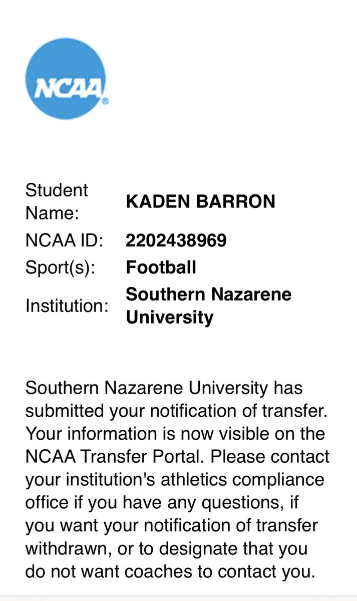 11KadenBarron's tweet image. I have officially entered the transfer portal with 2 years of eligibility! @seancooper_C4 
5’11  205lb RB/ATH
Season stats- 
81 carries for 603 yds, 
4 receptions for 104 yds,
7.3 yards per carry