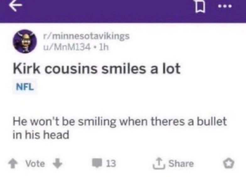 FUCK KIRK COUSINS NIGGA