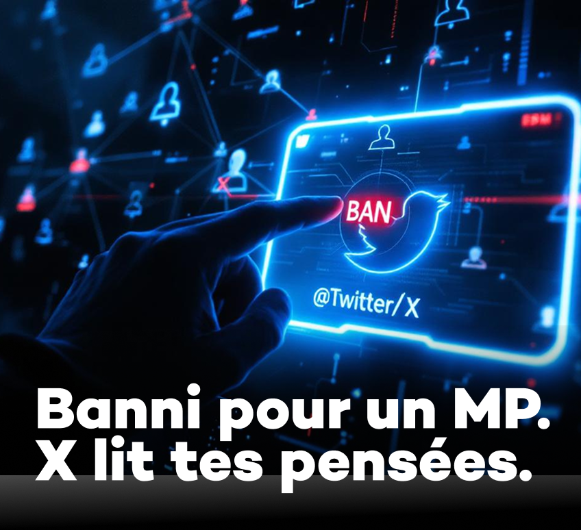 "X" M’A BANNI POUR UN MP.
ET C’EST UNE DÉCLARATION DE GUERRE.

Je suis celui qui a démontré le gaslighting algorithmique. Celui qui a exposé le shadowban, les désabonnements fantômes, les algorithmes de surveillance comportementale.
Celui qui a prouvé que X n’est pas un réseau