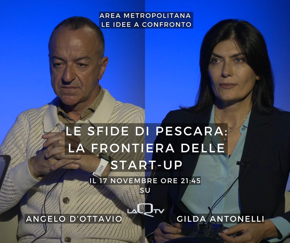 Un ecosistema capace di attrarre nuove imprese a #Pescara.
📺 Lunedì #17novembre, ore 21:45, su
<a href="/LaQtv/">LaQtv</a> – Canale 12 ne parliamo con <a href="/AngeloDOttavio/">Angelo D'Ottavio</a>, presidente Polo d’Innovazione Made in Italy, e
<a href="/GildaAntonelli/">Gilda Antonelli</a> , prof Economia
aziendale alla <a href="/univUda/">Università degli Studi "Gabriele d'Annunzio"</a>.