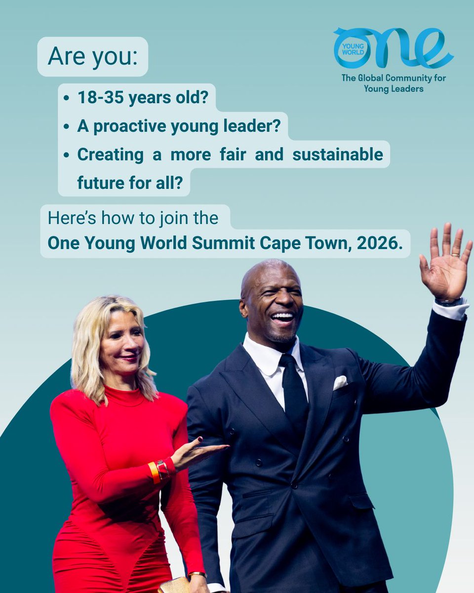opportunitiesfy's tweet image. Want to attend One Young World 2026 in Cape Town fully funded? Apply now through scholarships, Lead2030 challenges, leadership awards, or organisational sponsorship: wp.me/p23f03-hnT 

#OYW26 #YouthOpportunities #FullyFunded