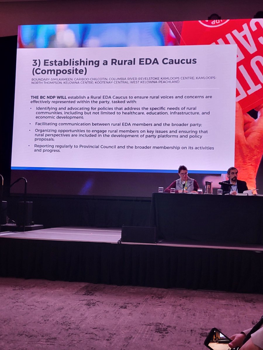 suestroud's tweet photo. @JenniferRice6 speaks to the rural EDA caucus motion. Create a rural lens and improve funding for rural areas. Kamal Grewal: It's time to shift perspective. We can win these ridings if we strengthen the party from the grass roots up. #BCNDPConvention2025 https://t.co/DyURo4wQPB