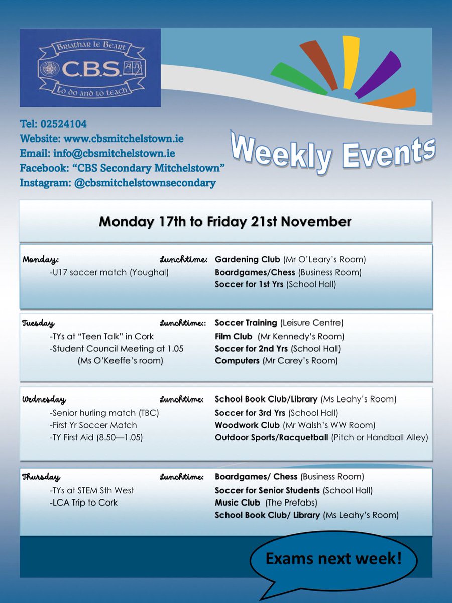 ✨Weekly Events 17th to 21st November ✨