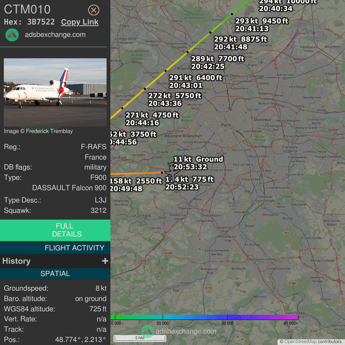 FlottePresident's tweet photo. 🛬 Le Dassault Falcon 900EX EASy 🇫🇷 République Française immatriculé #FRAFS a atterri près de Villacoublay/Vélizy, France.

📋 Bilan (estimation) :
~ 4h04 de vol
~ 2.903 km parcourus
~ 3.500 kg de carburant consommé

Revoir ce vol #CTM010 : https://t.co/CjTtS0l2NR https://t.co/uGKHImKI8D