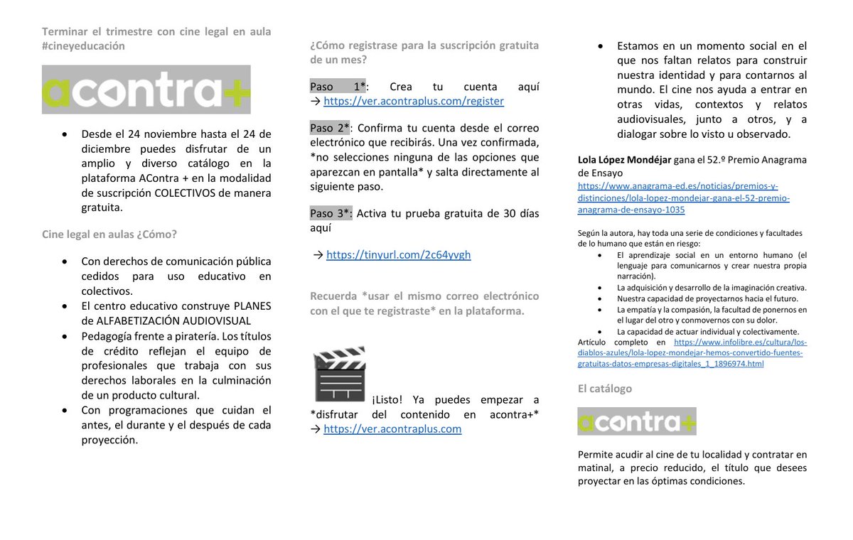londones's tweet photo. 📌Final de trimestre ¿cine en las aulas? ¿curriculum oculto? ¿curriculum explícito y visible? porq se acabaron los exámenes, porq... #cineyeducación 📷 #Cinelegal con derechos de  comunicación pública cedidos para #usoenaulas #Regístrate #del24NOVal24diciembre con
@acontraplus https://t.co/ZSwdwYGyWX