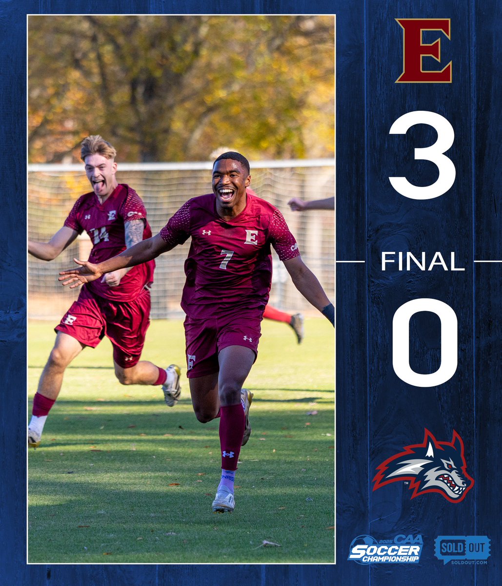 ⚽️ It's final! 

With a 3-0 victory over Stony Brook your 2025 #CAAChamps are <a href="/ElonMSoccer/">Elon Men's Soccer</a> 

#CAASoccer