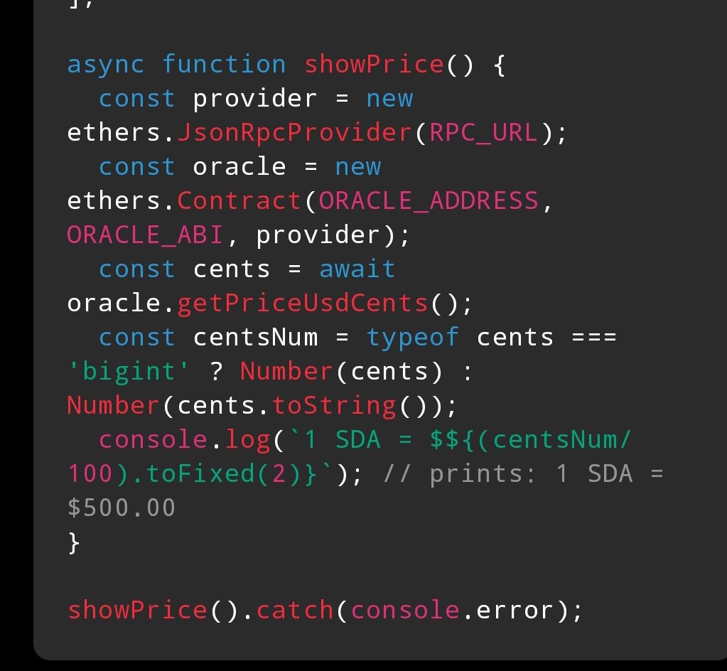 L_S_K_4_'s tweet image. 1 SDA = $500.00
On-chain proof (solidity): getPriceUsdCents() == 50000
@L_S_K_4_ 
@sidrachain