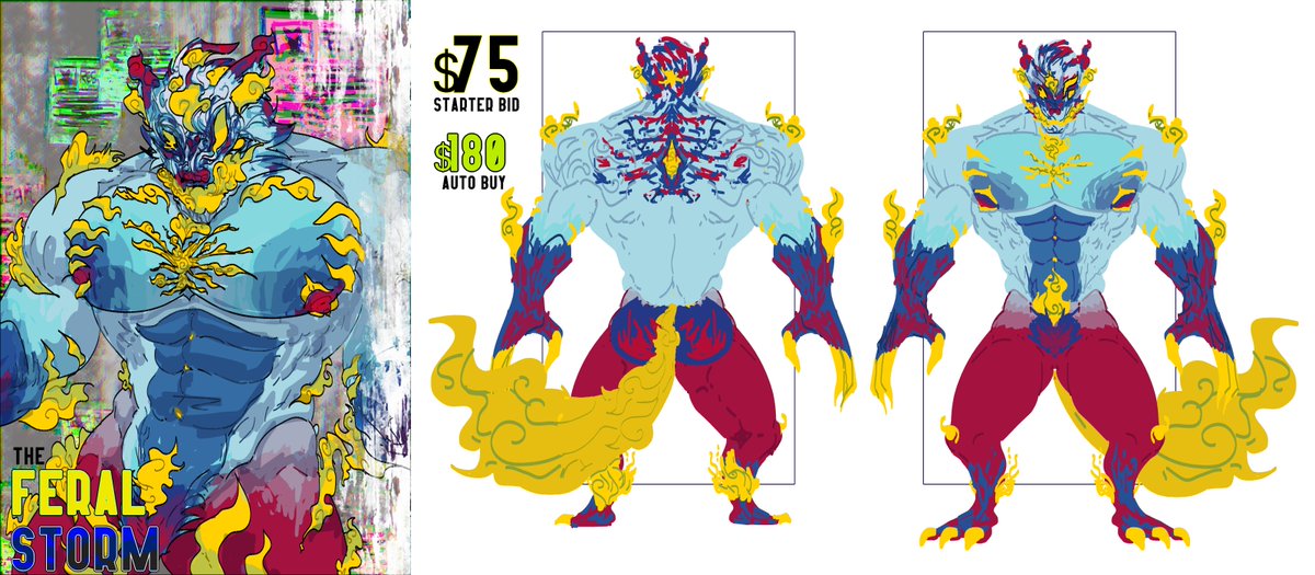 APewtato's tweet image. As the storm rages on, a howl can be heard from its thunders. Stay indoors, or chase the storm? introducing the last for this month&apos;s #adoptahunk line. 

All #adoptable s comes with:
*PSD File
*Free sketch
*Rights to the design (ofc)