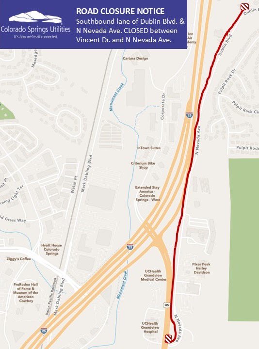 CSUtilities's tweet image. Crews are working to repair a wastewater line break. Southbound lane of N Nevada Ave &amp;amp; Dublin Blvd is CLOSED between Vincent Dr and N Nevada Ave. until mid-morning Monday, Nov. 17.

Please avoid the area or drive slow near cone zones and obey traffic signs for detours.